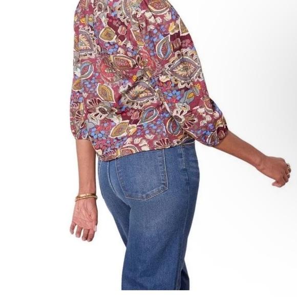 EVEREVE Scoop Neck 3/4 Sleeve Pattern Top Size L - Picture 6 of 10